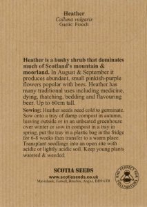 Scotia Seeds Heather packet back